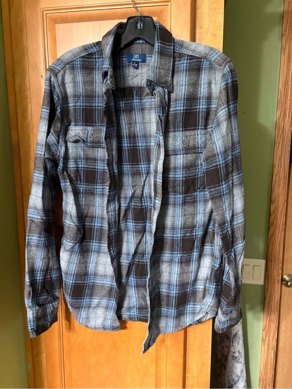 George Blue & Black Plaid Shirt Jacket